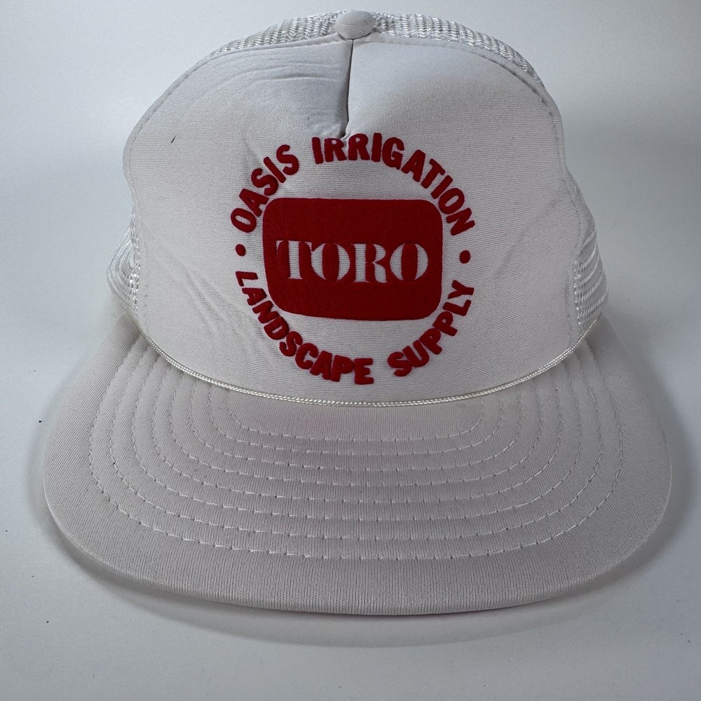 Vintage Toro Oasis Irrigation Landscape Supply Trucker Hat Cap White Foam 80s
